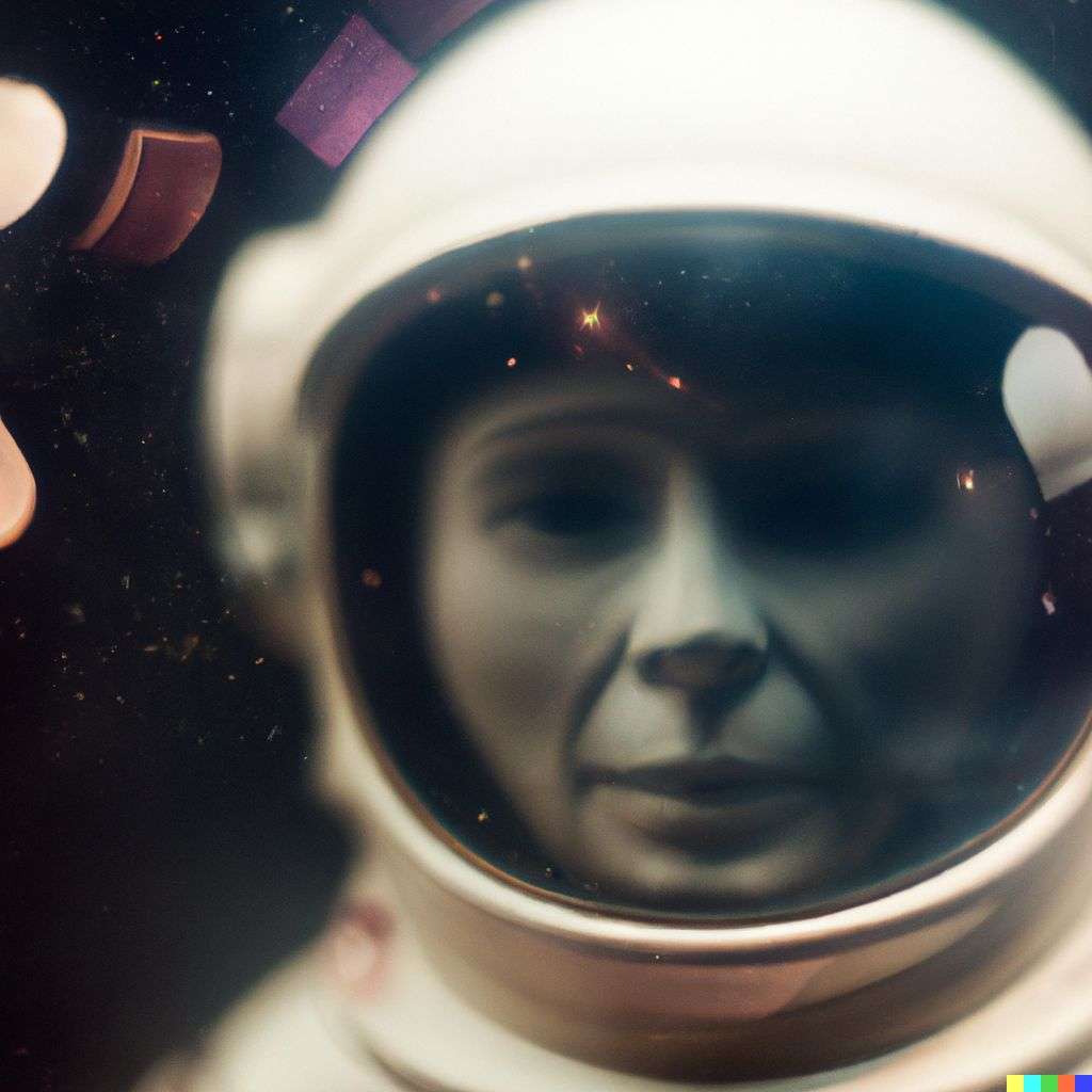 an astronaut, photograph, f1.4, very shallow depth of field
